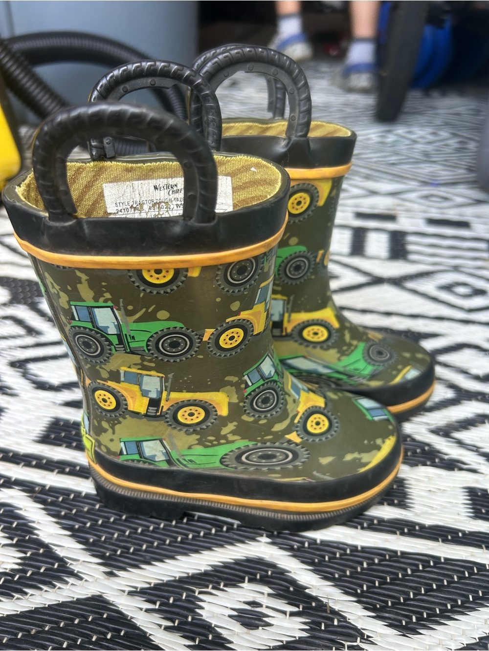 Western Chief Green Tractor Rain Boots with Yellow Trim